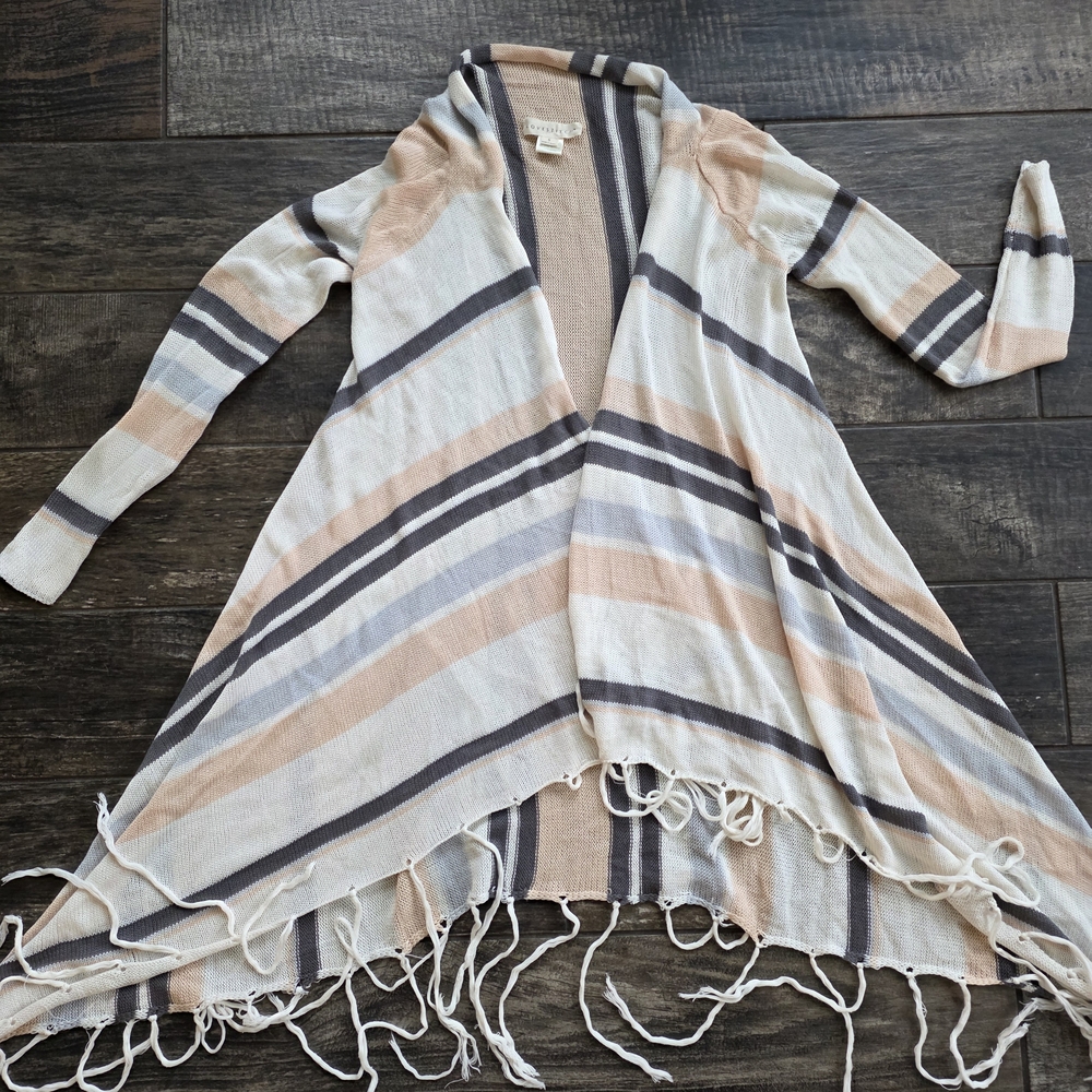 #539 Lovestitch Multicolor Striped Fringe Cardigan